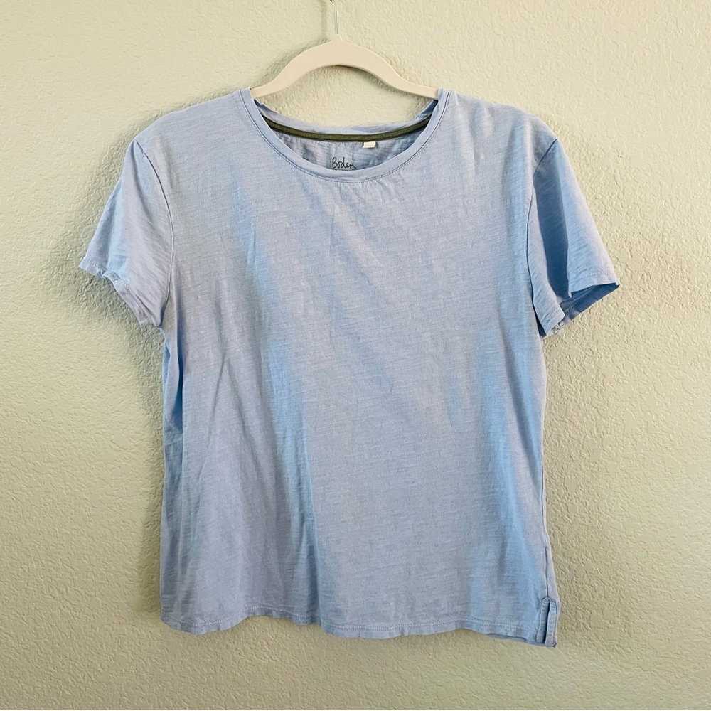 Boden Light Blue 100% Cotton Scoop Neck Basic Tee Tshirt | Medium